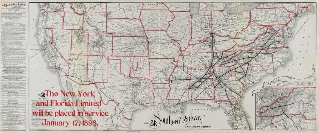 This old map of Southern Railway and Connections from 1897 was created by  Southern Railway (U.S.) in 1897