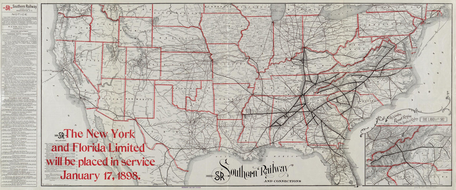 This old map of Southern Railway and Connections from 1897 was created by  Southern Railway (U.S.) in 1897