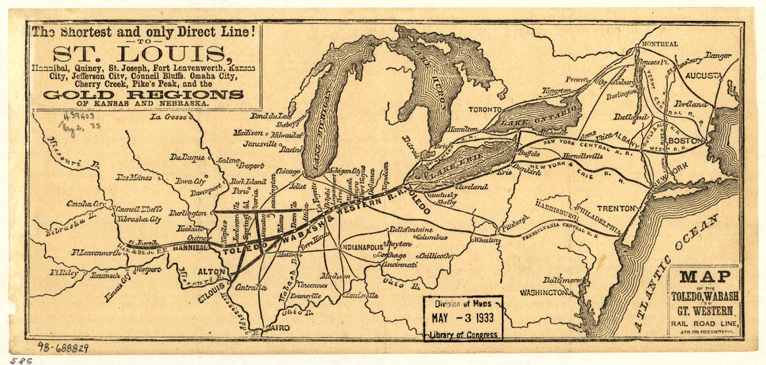 This old map of Map of the Toledo, Wabash, and Gt. Western Rail Road Line, and Its Connections from 1859 was created by S. R. (Samuel R.) Olmstead, Wabash Toledo in 1859