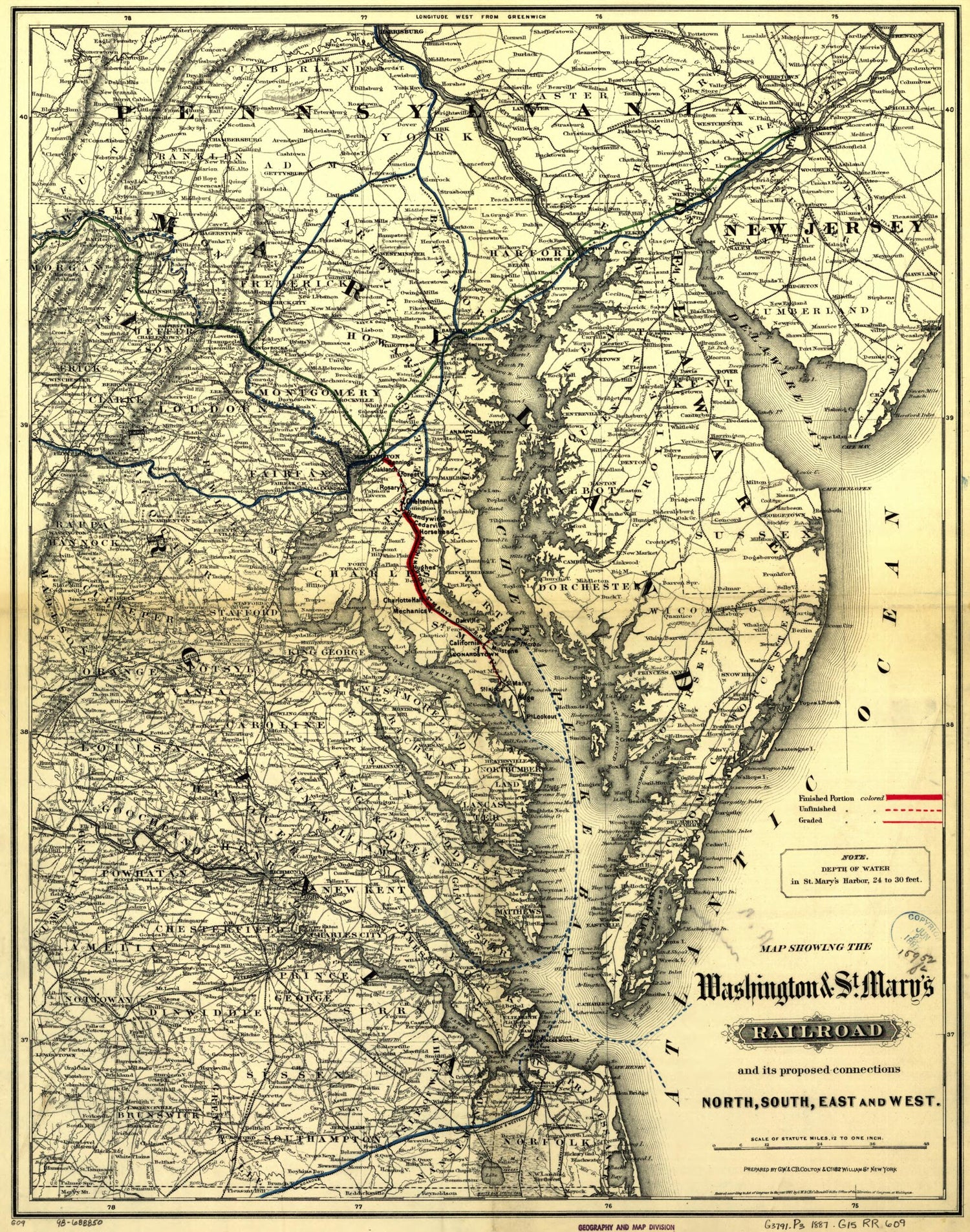 This old map of Map Showing the Washington &amp; St. Mary&