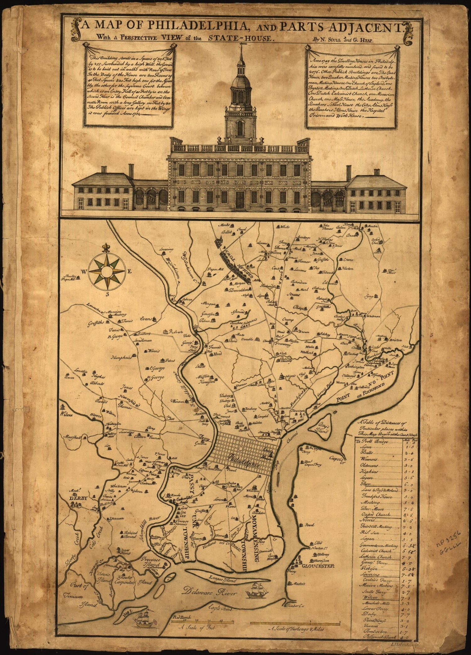 This old map of House (House) from 1752 was created by George Heap, L. Hebert, Nicholas Scull in 1752