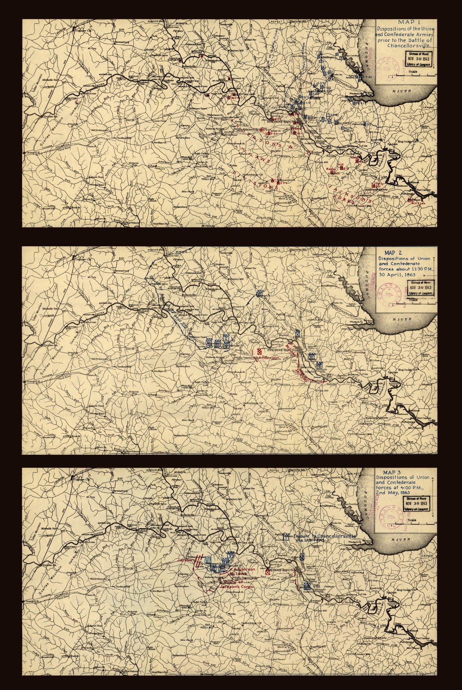 This old map of Battle of Chancellorsville from 1863 was created by  in 1863