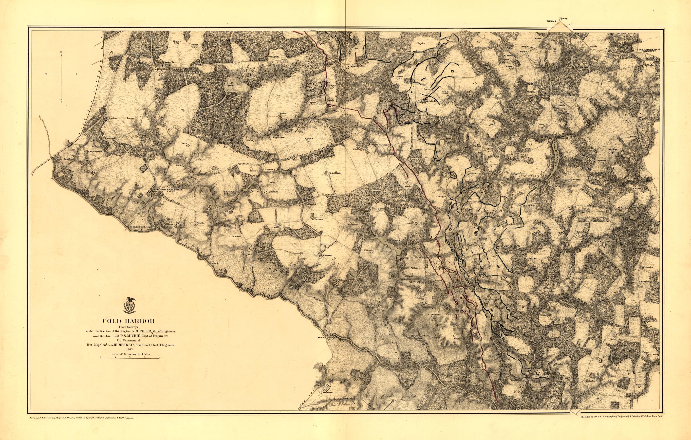 This old map of 3, 1864 from 1867 was created by Peter S. Michie, N. (Nathaniel) Michler, J. Strasser, F. Theikuhl, Gilbert Thompson, J. E. Weyss in 1867