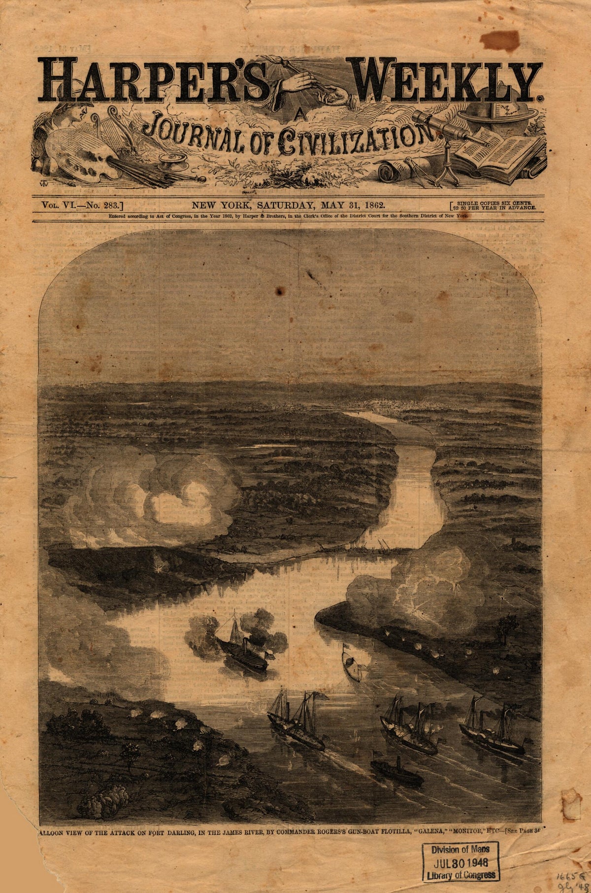 Boat Flotilla, Galena, Monitor, Etc. May 16, 1862 by Relic Map Company