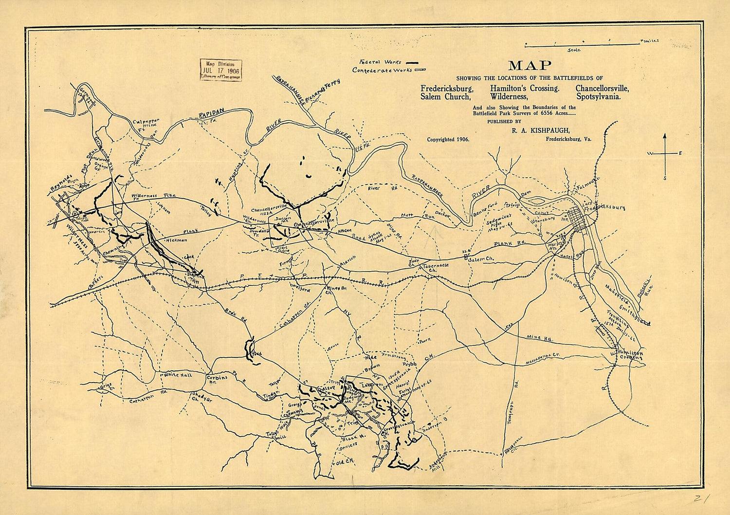 This old map of Map Showing the Locations of the Battlefields of Fredericksburg, Hamilton&