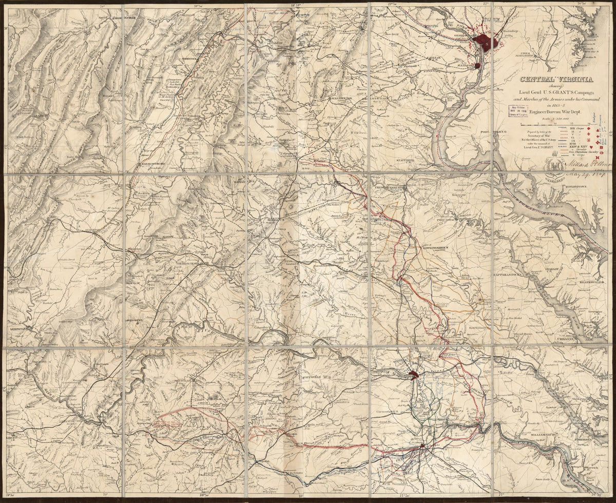 Virginia in 1865 by Relic Map Company