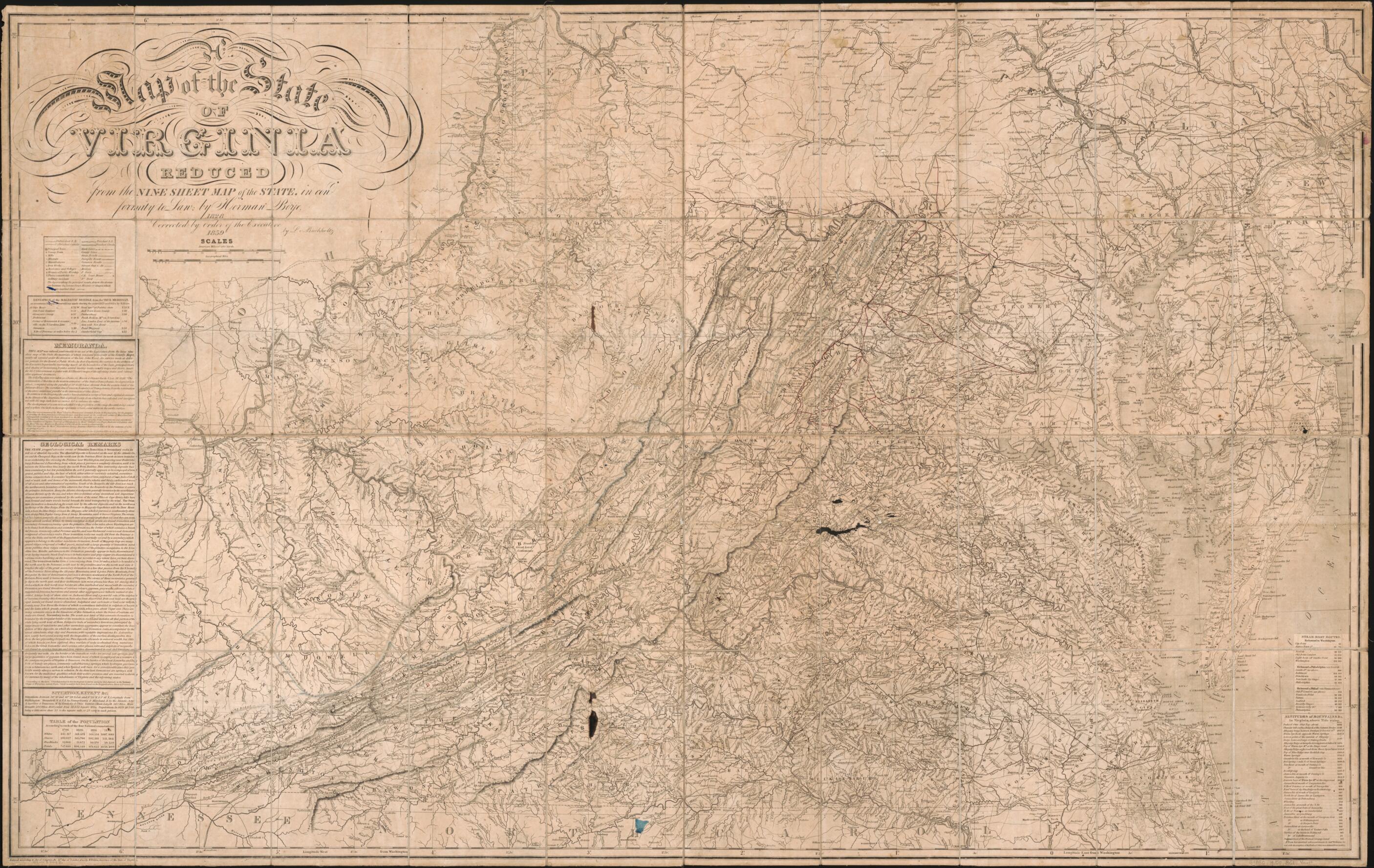 This old map of A Map of the State of Virginia, Reduced from the Nine Sheet Map of the State In Conformity to Law from 1859 was created by L. V. (Lewis Von) Buchholtz, Herman Böÿe in 1859