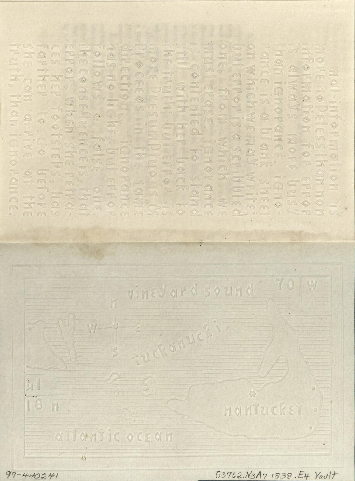 Embossed Map of Nantucket Island and Vicinity 1838 by Relic Map Company