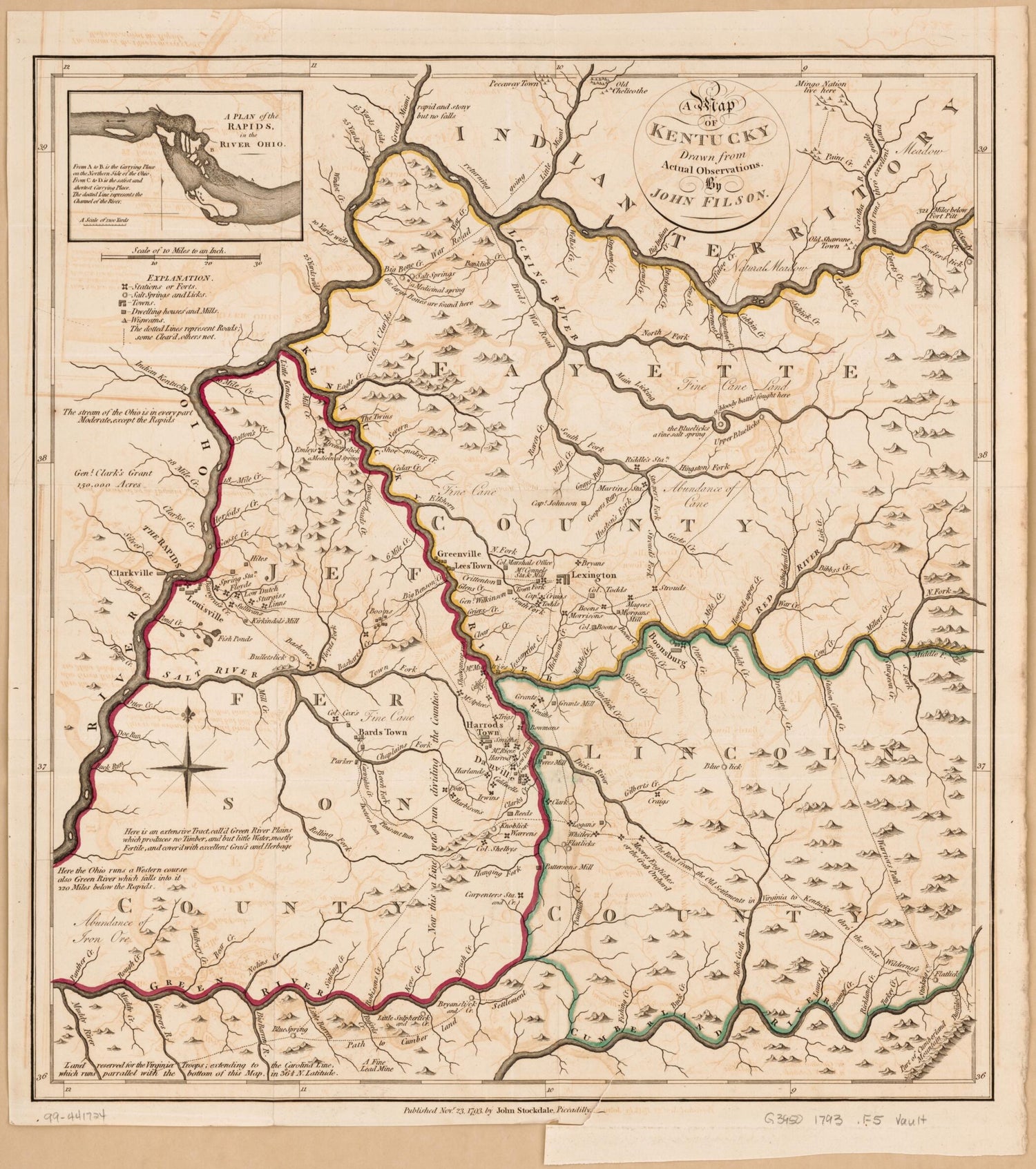 This old map of A Map of Kentucky from 1793 was created by John Filson in 1793