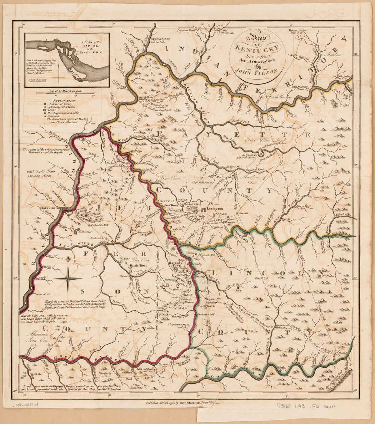 A Map of Kentucky in 1793 by Relic Map Company