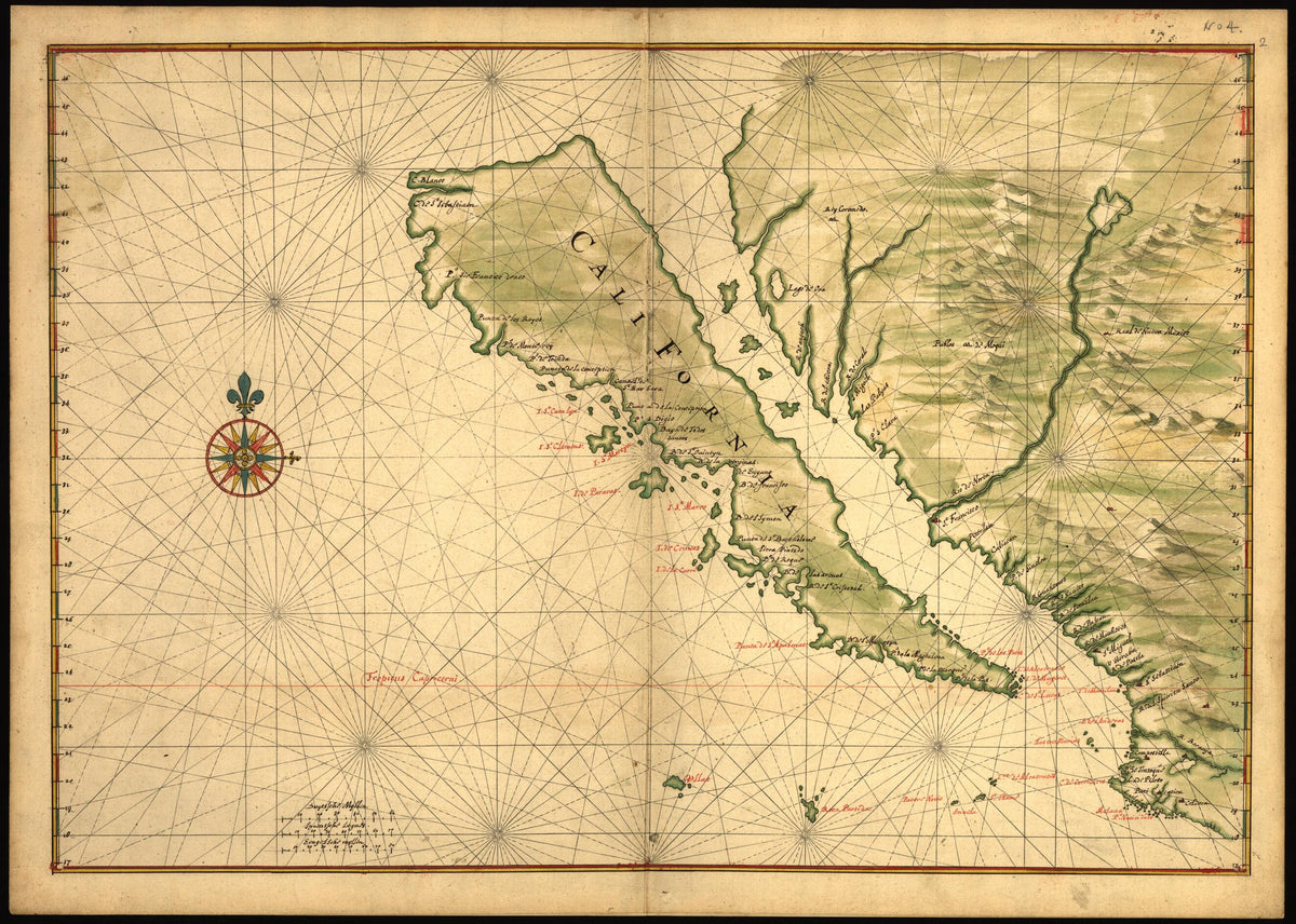 Map of California Shown As an Island 1650 by Relic Map Company