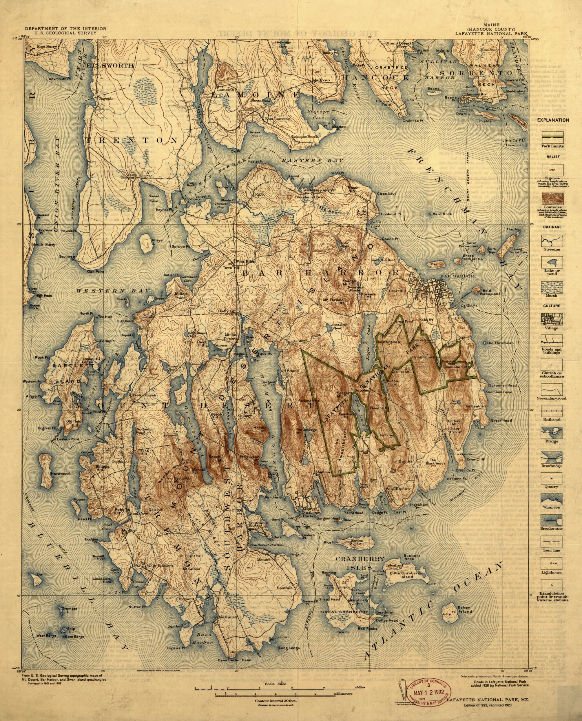 This old map of Maine from 1922 was created by  Geological Survey (U.S.) in 1922