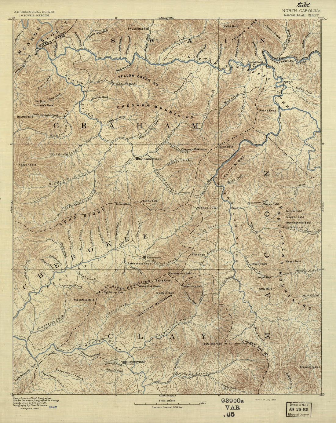 This old map of North Carolina from 1885 was created by  Geological Survey (U.S.) in 1885