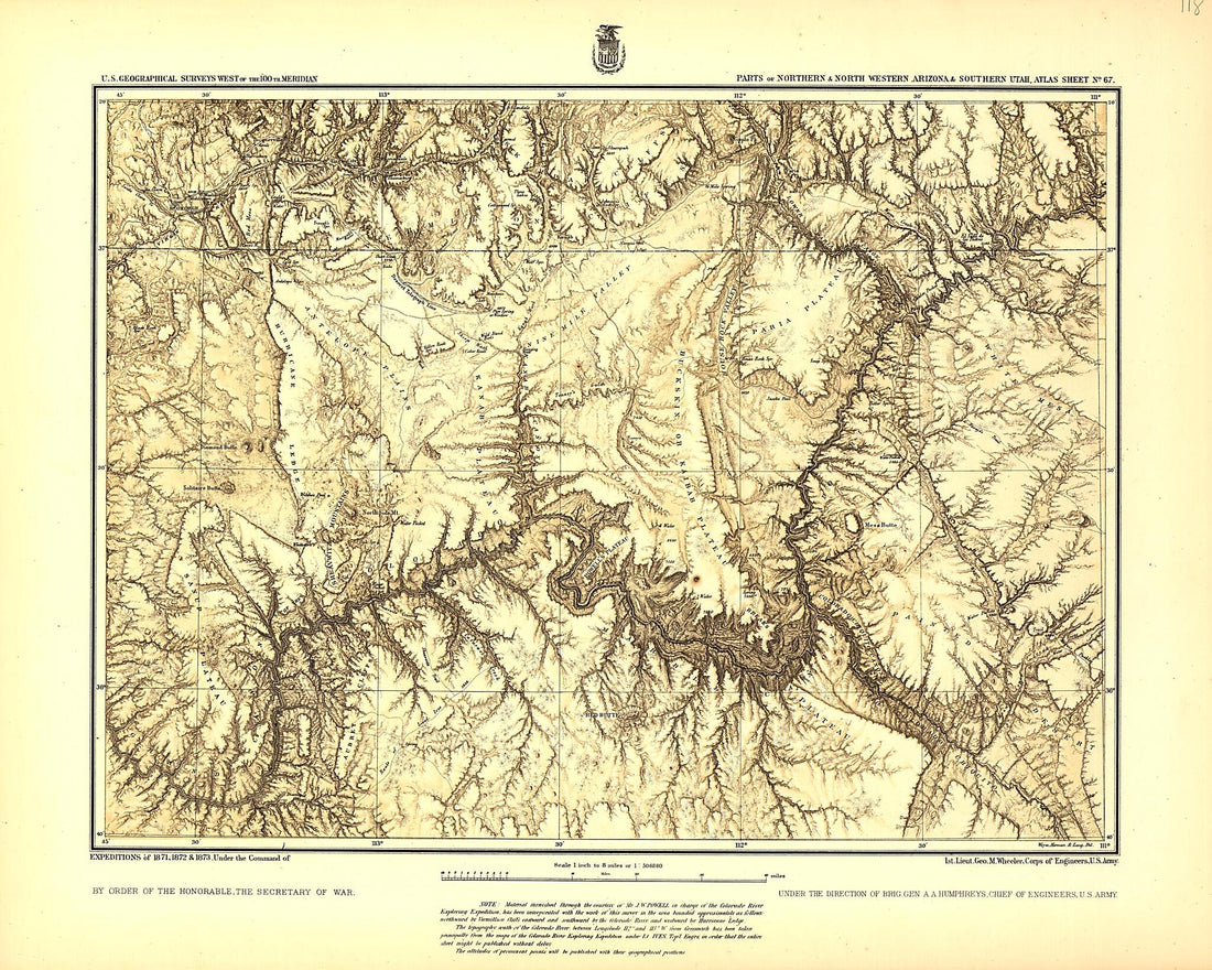 This old map of Parts of Northern and North Western Arizona and Southern Utah from 1873 was created by  Geological Survey (U.S.) in 1873