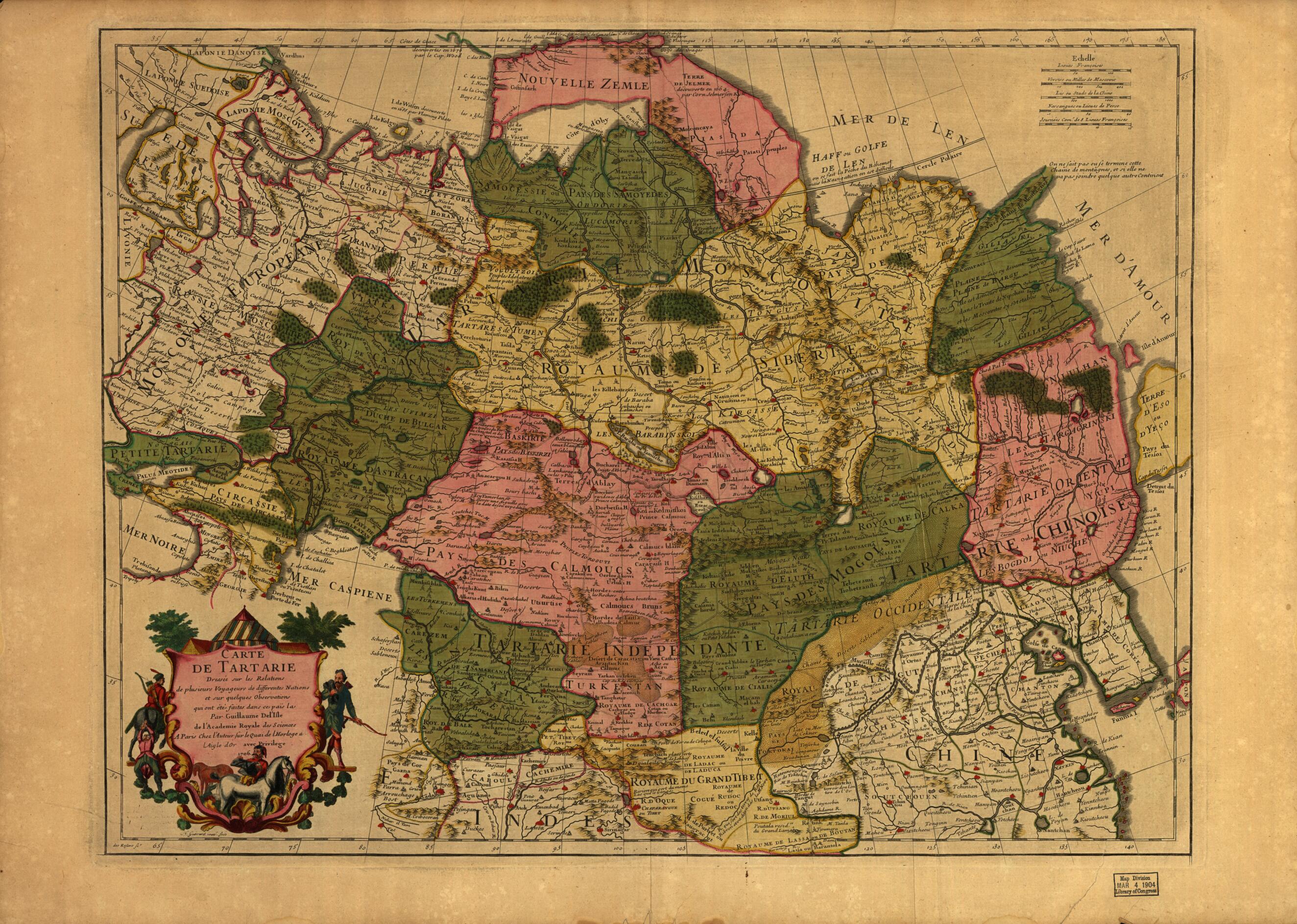 This old map of Carte De Tartarie from 1706 was created by Guillaume De L&