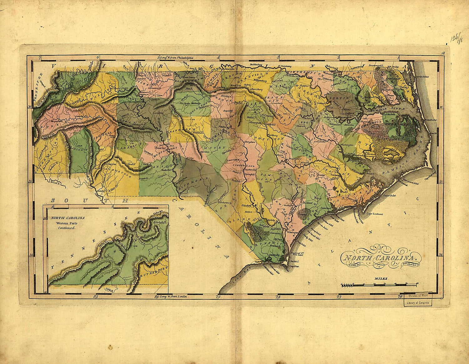 This old map of North Carolina from 1814 was created by Mathew Carey in 1814