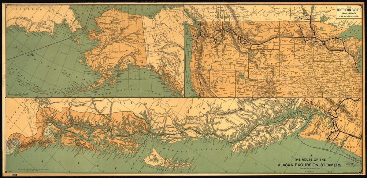 The Route of the Alaska Excursion Steamers 1891 by Relic Map Company