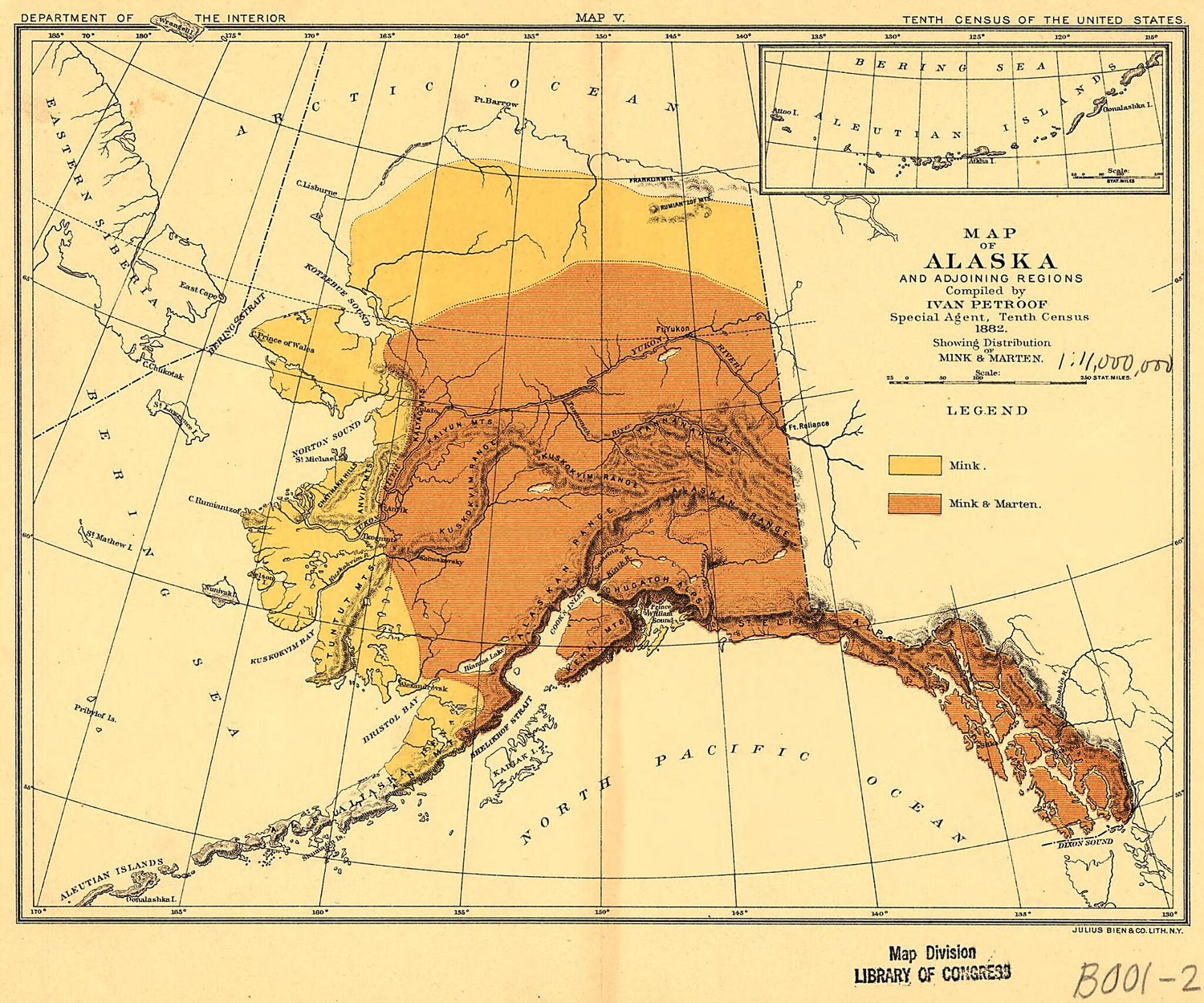 This old map of Map of Alaska and Adjoining Regions from 1882 was created by Ivan Petroff,  United States. Department of the Interior in 1882