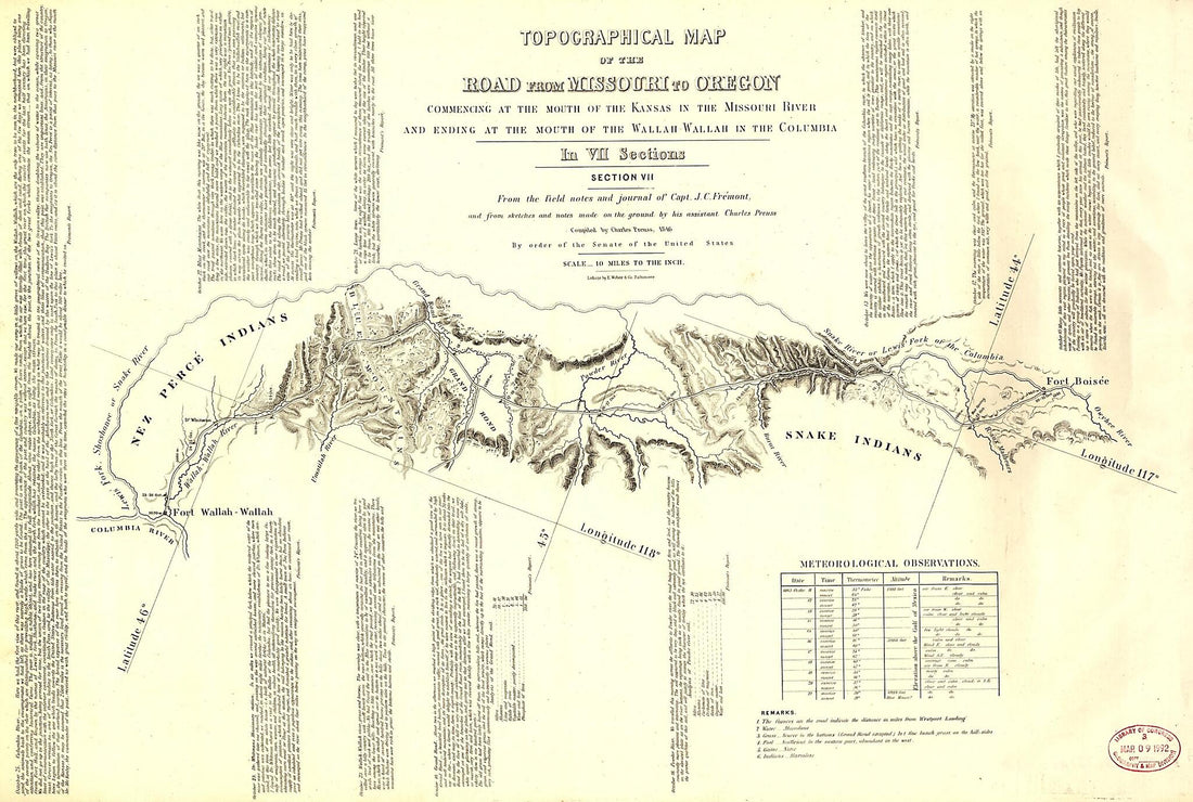 This old map of Wallah In the Columbia from 1846 was created by John Charles Frémont, Charles Preuss,  United States. Congress. Senate in 1846