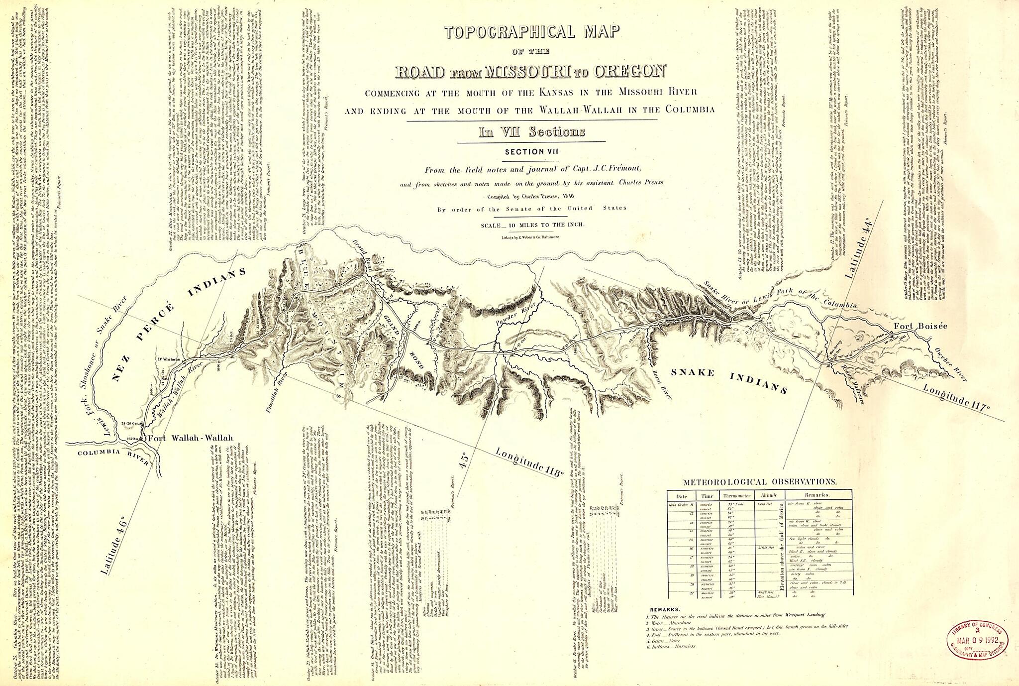 This old map of Wallah In the Columbia from 1846 was created by John Charles Frémont, Charles Preuss,  United States. Congress. Senate in 1846