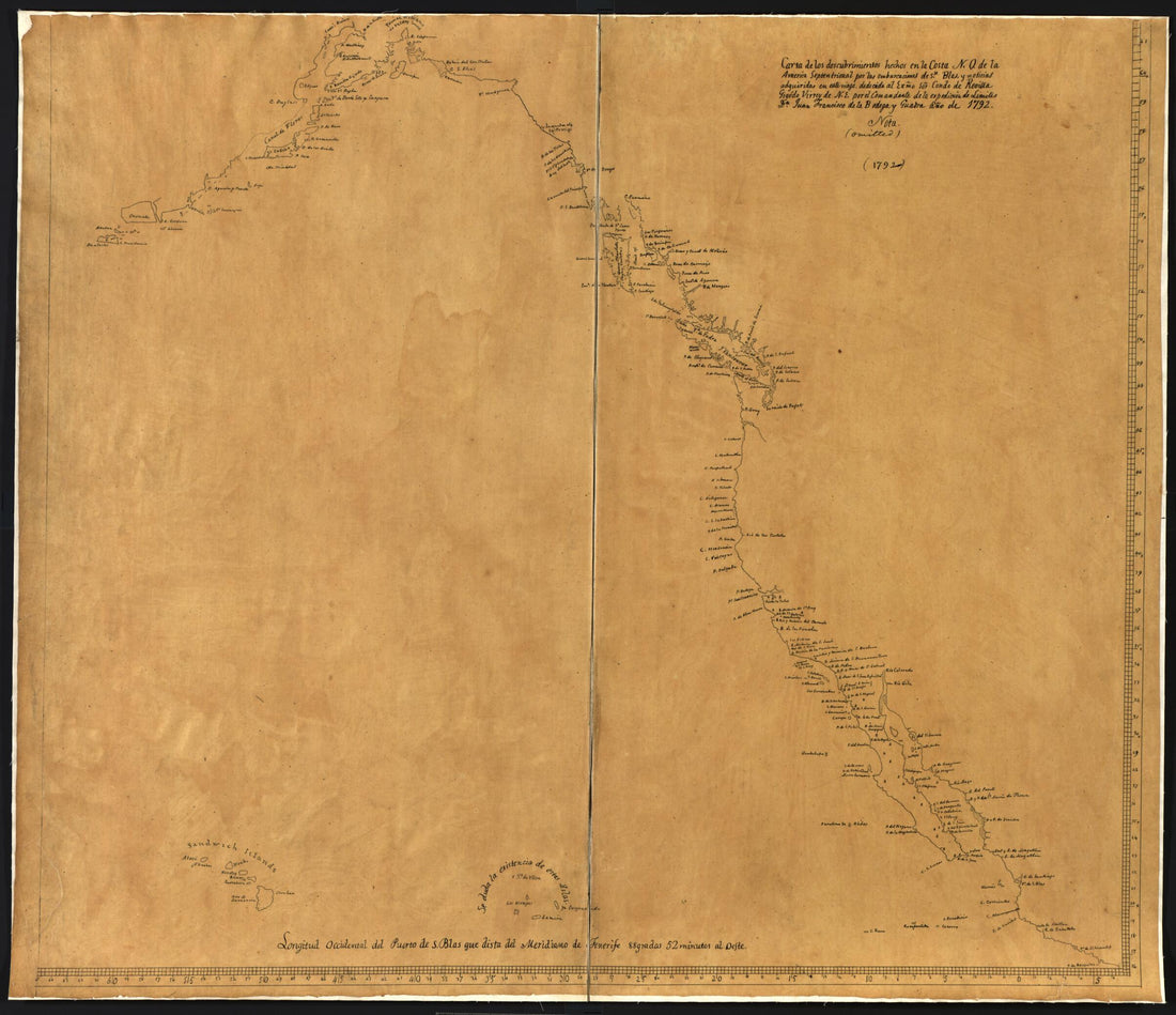 This old map of Carta De Los Descrubrimientos Hechos En La Costa N.O. De La America Septentrional from 1792 was created by Juan De La Bodega Y Cuadra in 1792