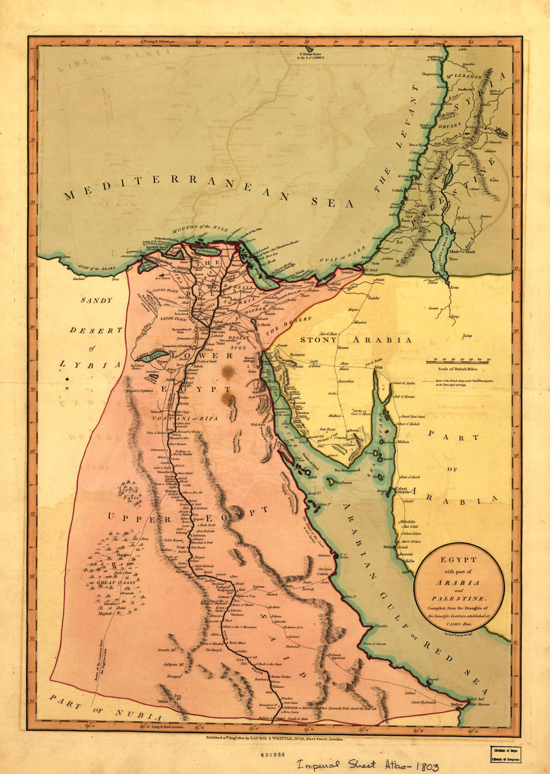 This old map of Egypt, With Part of Arabia and Palestine from 1800 was created by  Robert Laurie and James Whittle in 1800