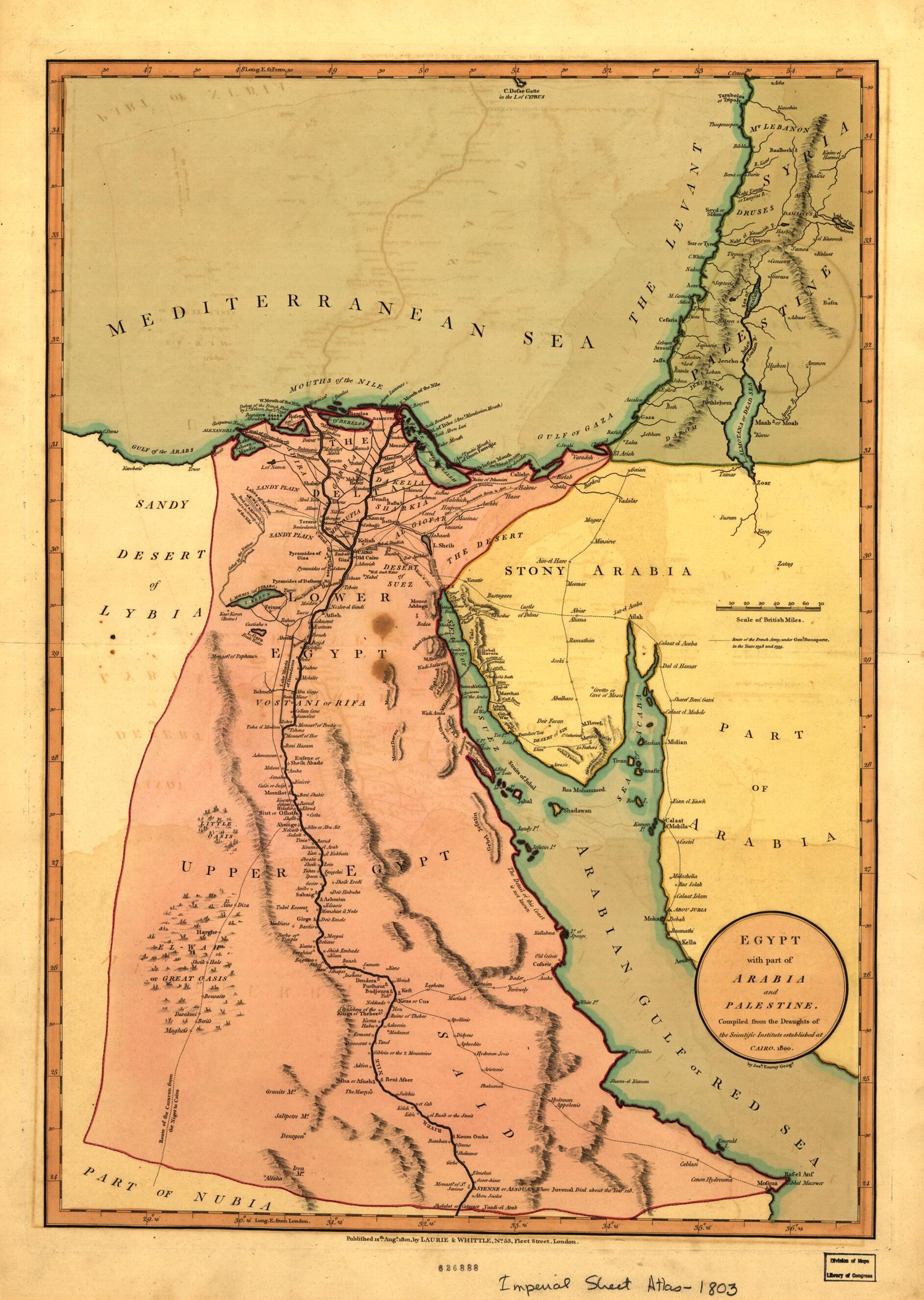 This old map of Egypt, With Part of Arabia and Palestine from 1800 was created by  Robert Laurie and James Whittle in 1800
