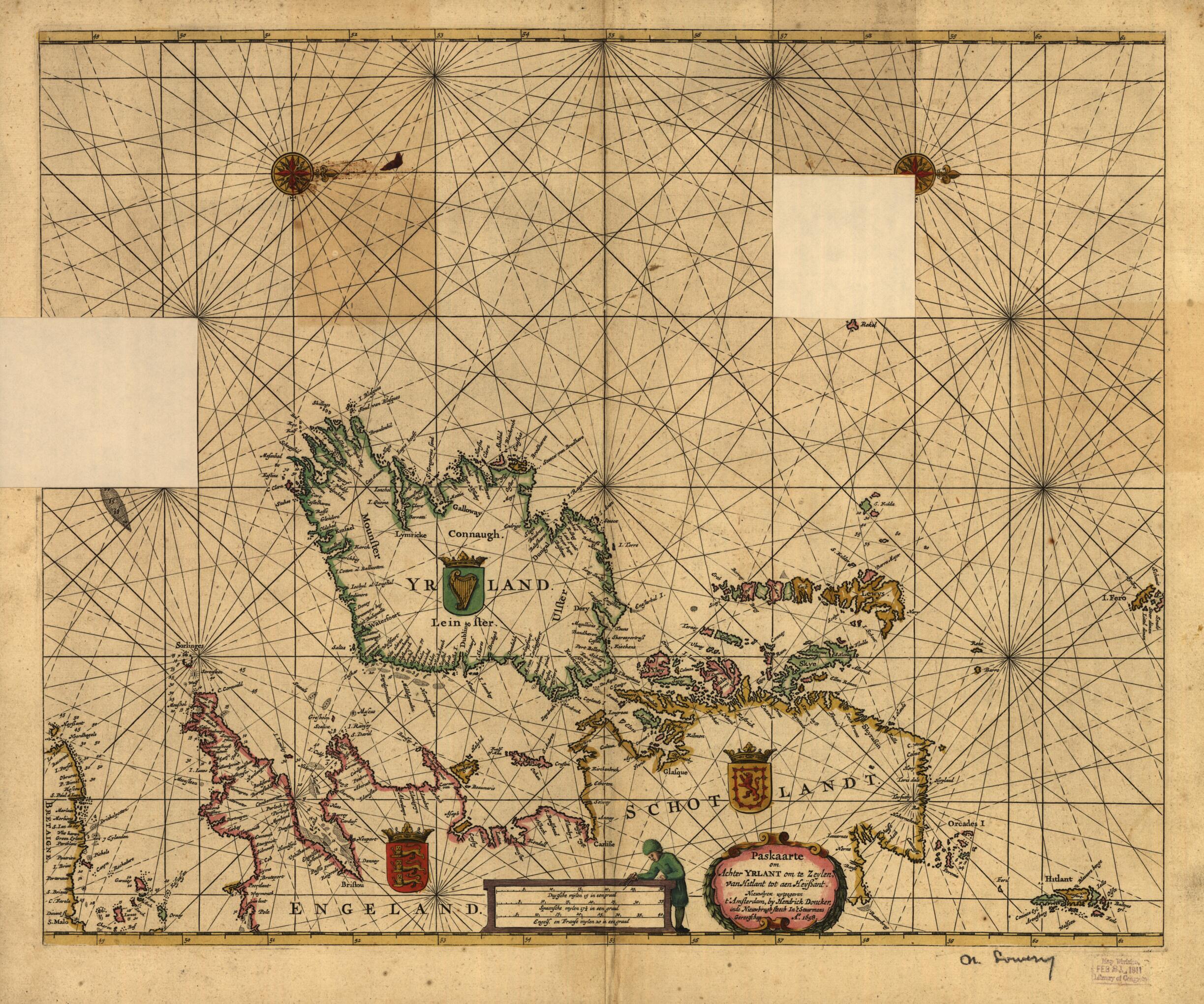 This old map of Paskaarte Om Achter Yrlant Om Te Zeylen, Van Hitlant Tot Aen Heÿssant from 1658 was created by Hendrick Doncker in 1658