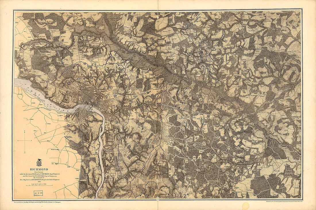 This old map of 1865 from 1867 was created by Peter Smith Michie, N. (Nathaniel) Michler in 1867