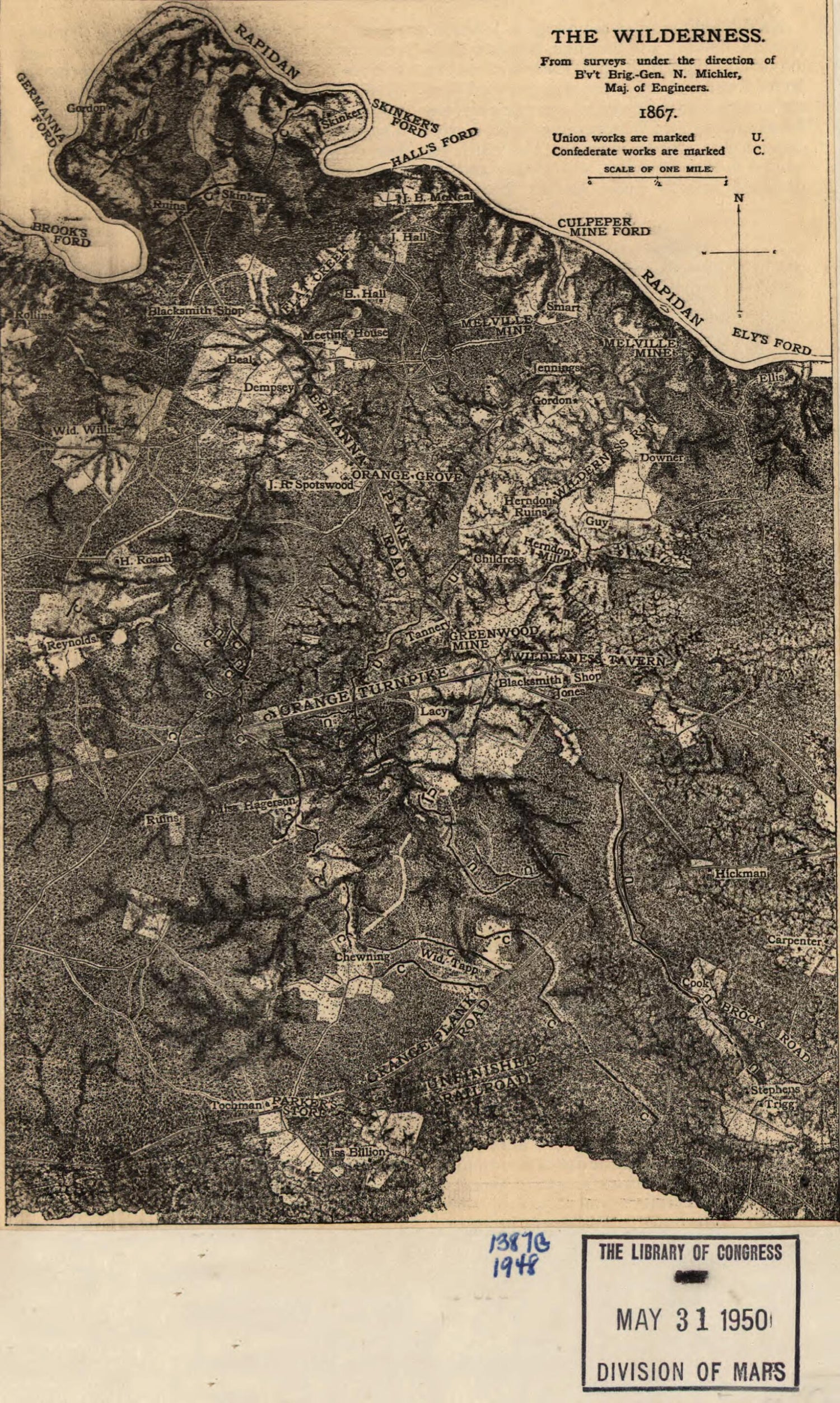 This old map of 7, 1864 from 1887 was created by N. (Nathaniel) Michler in 1887