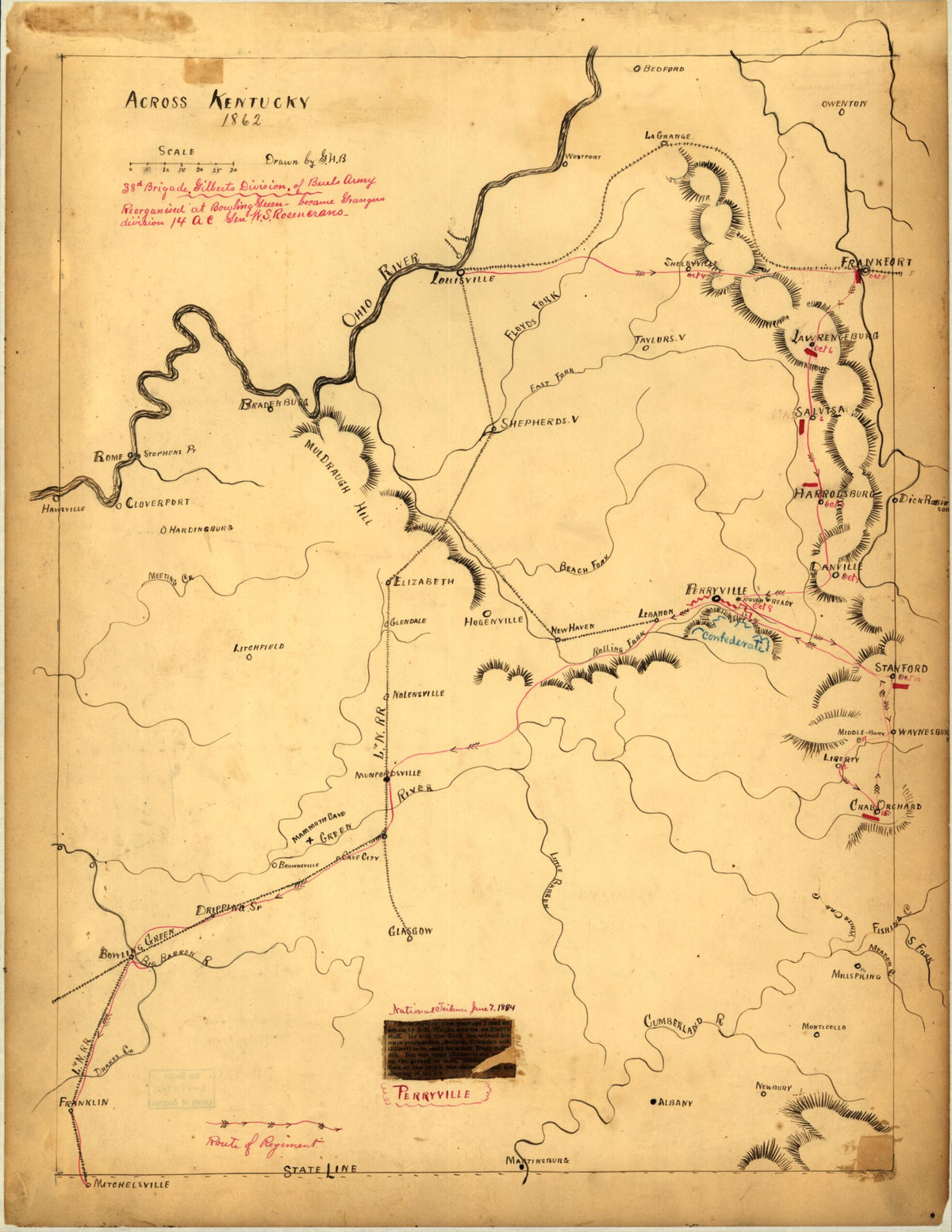 Across Kentucky 1862 by Relic Map Company