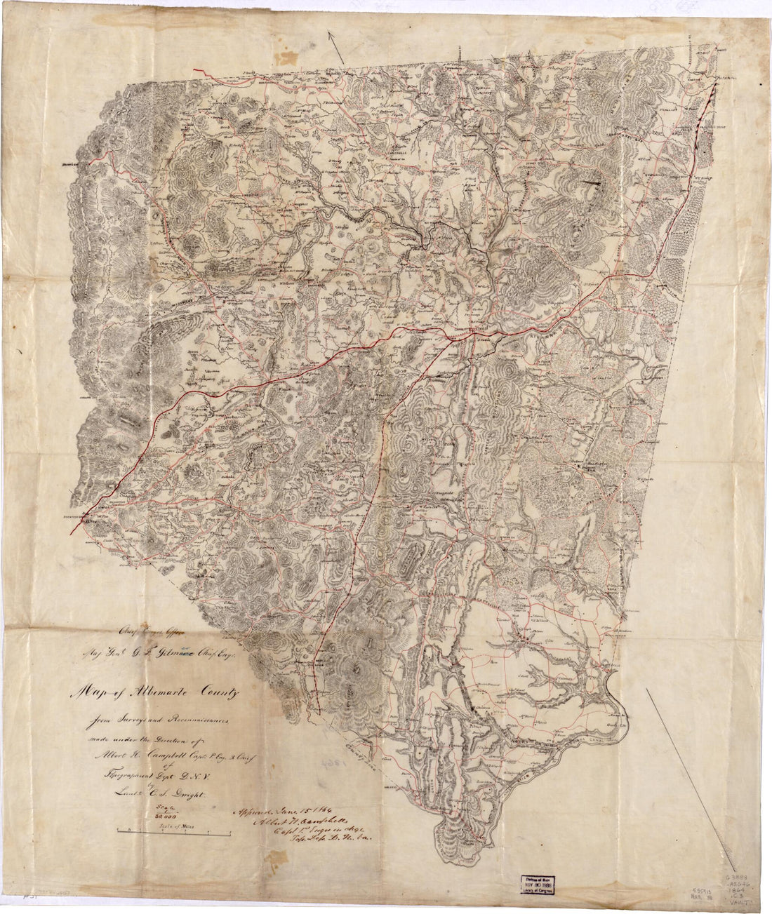This old map of Map of Albemarle County from 1864 was created by C. S. Dwight in 1864