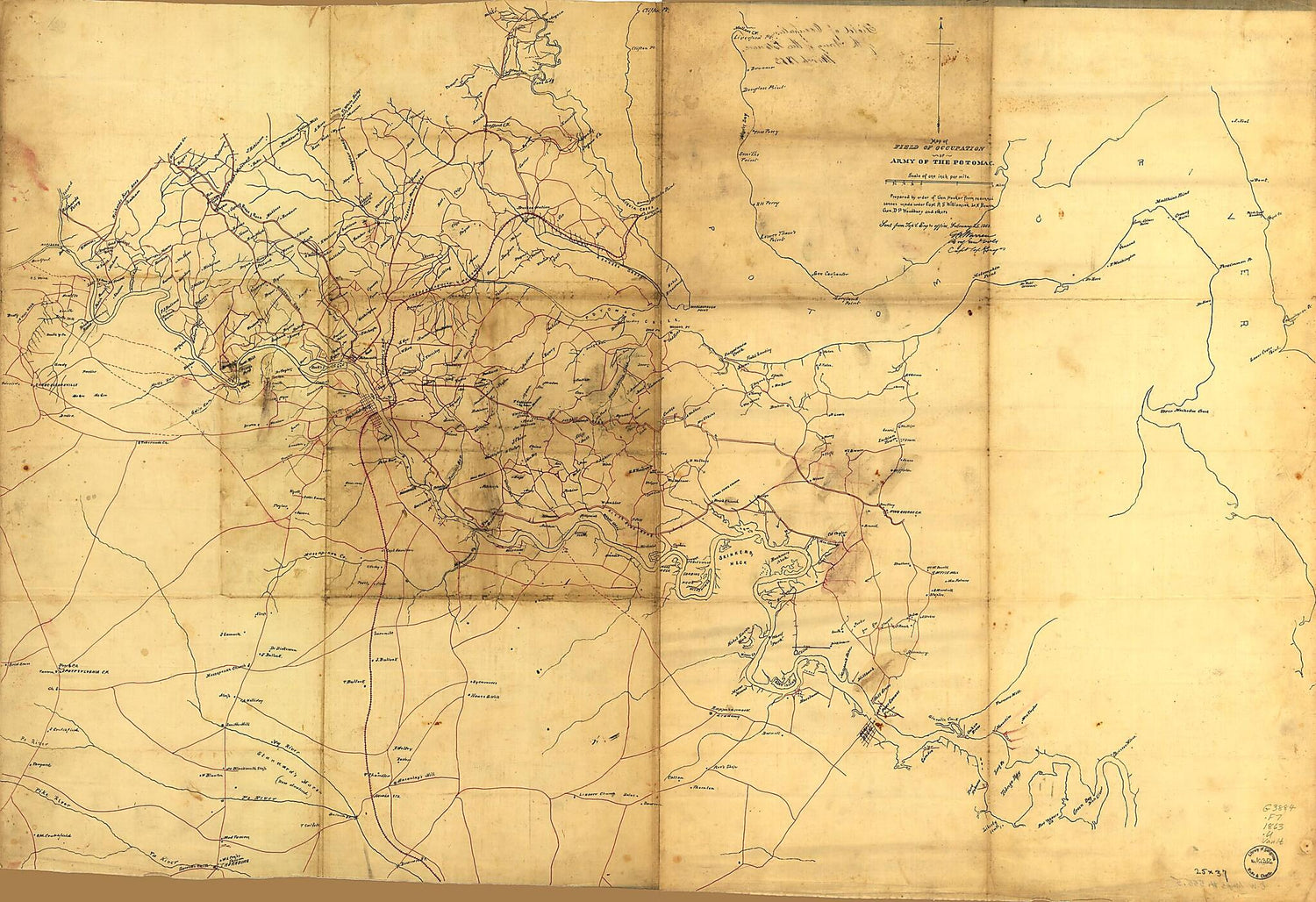 This old map of Map of Field of Occupation of Army of the Potomac (Field of Occupation of the Army of the Potomac, March from 1863) was created by  United States. Army. Corps of Topographical Engineers in 1863