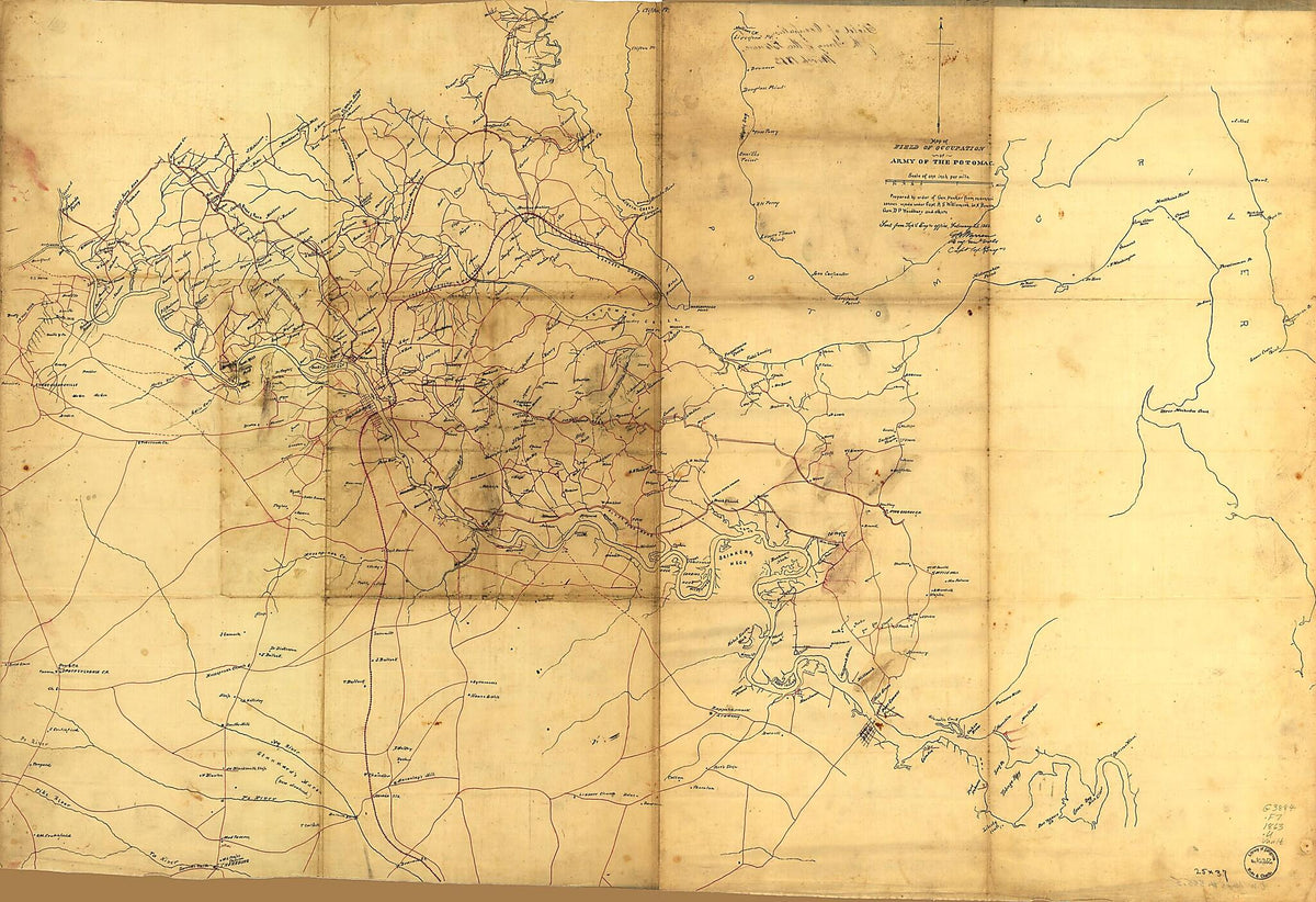 Map of Field of Occupation of Army of the Potomac (Field of Occupation of the Army of the Potomac, March 1863) by Relic Map Company