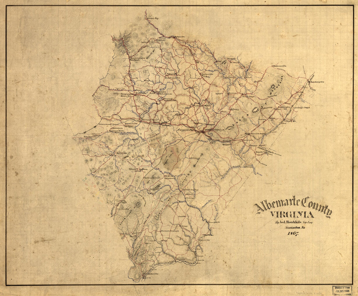 Albemarle County, Virginia 1867 by Relic Map Company