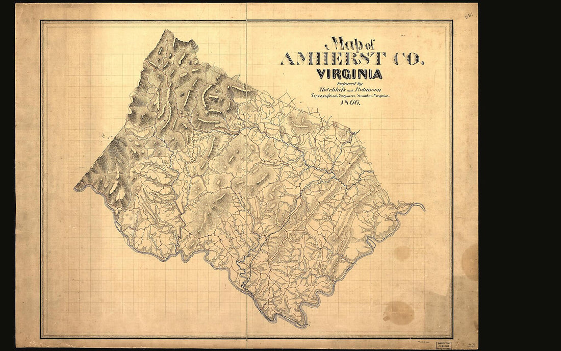 This old map of Map of Amherst County Virginia from 1866 was created by Jedediah Hotchkiss in 1866