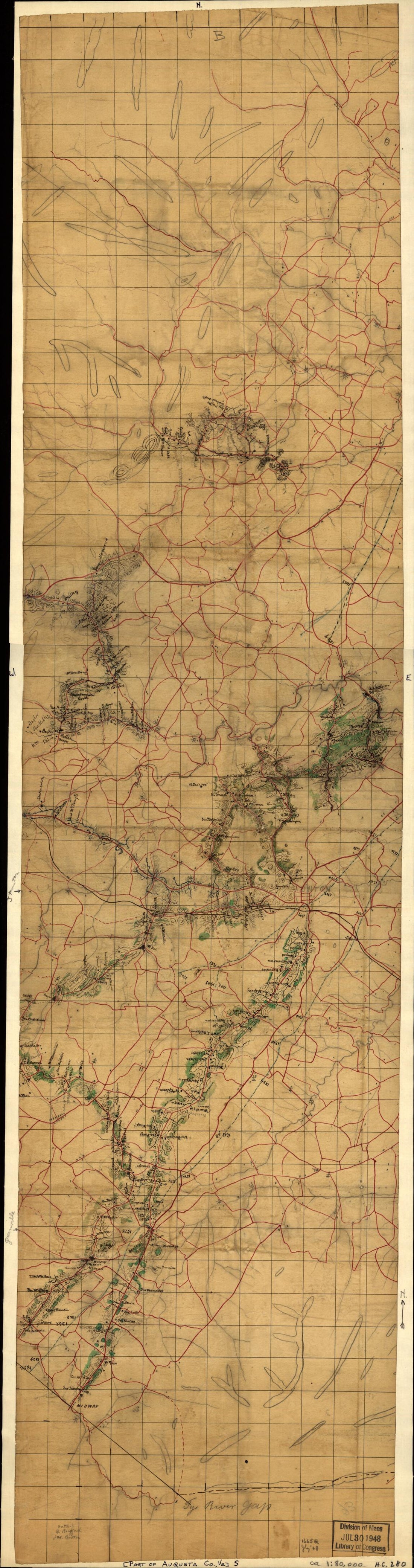 This old map of Part of Augusta County, Va. from 1860 was created by Jedediah Hotchkiss in 1860