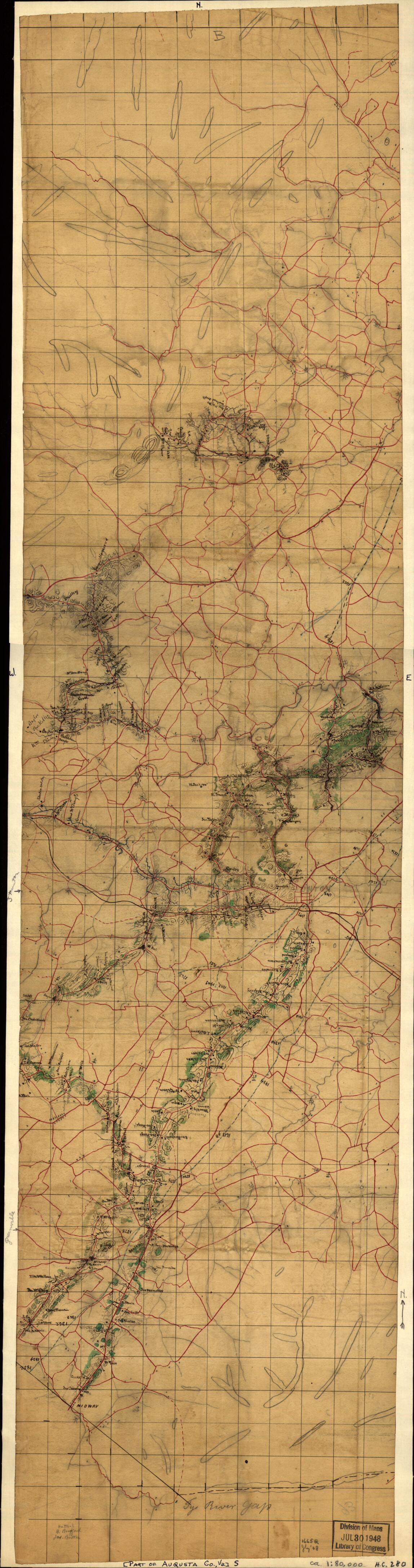 This old map of Part of Augusta County, Va. from 1860 was created by Jedediah Hotchkiss in 1860