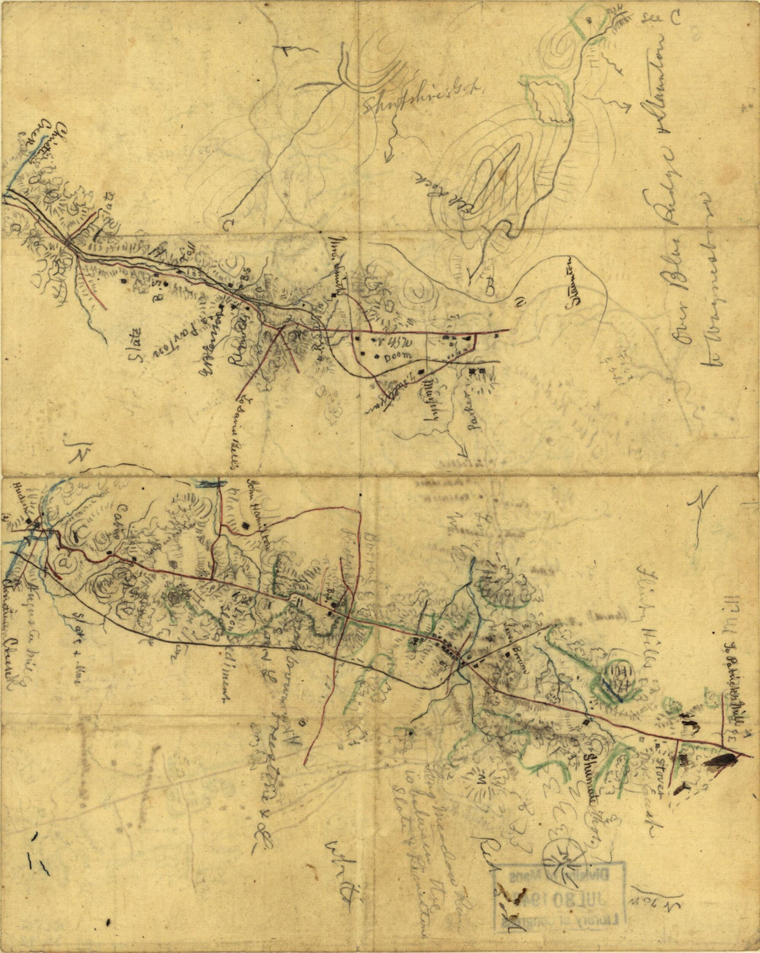 This old map of Sketch of the Road from Waynesboro Toward Staunton, In Augusta County, Virginia. from 1860 was created by Jedediah Hotchkiss in 1860