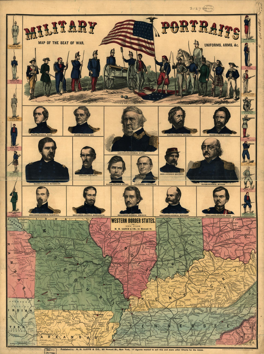 This old map of Western Border States from 1861 was created by Edward S. Hall in 1861