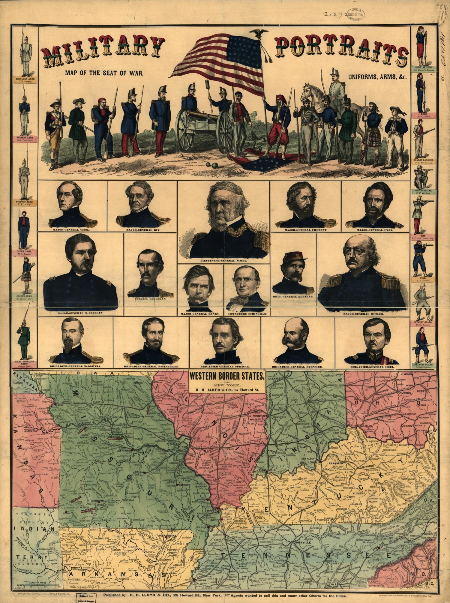 This old map of Western Border States from 1861 was created by Edward S. Hall in 1861
