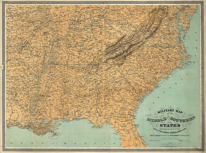 Military Map of the Middle and Southern States Showing the Seat of War During the Great Rebellion In 1861 in 1860 by Relic Map Company