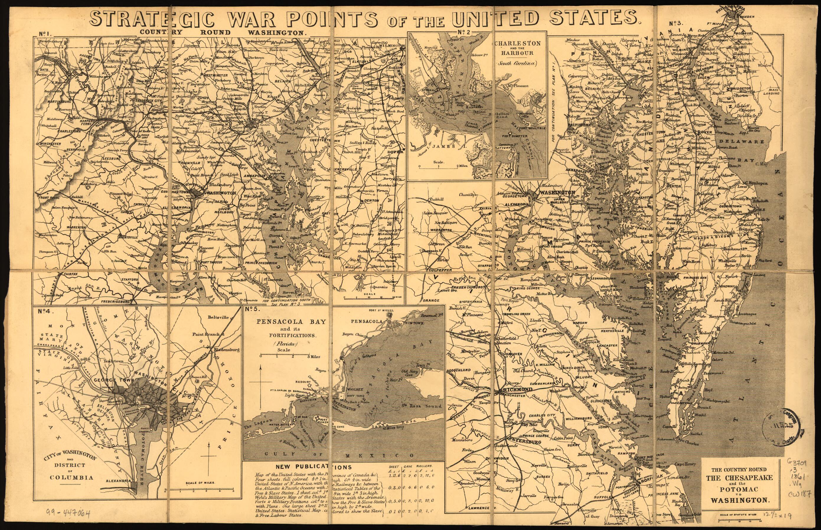 This old map of Strategic War Points of the United States from 1861 was created by James Wyld in 1861