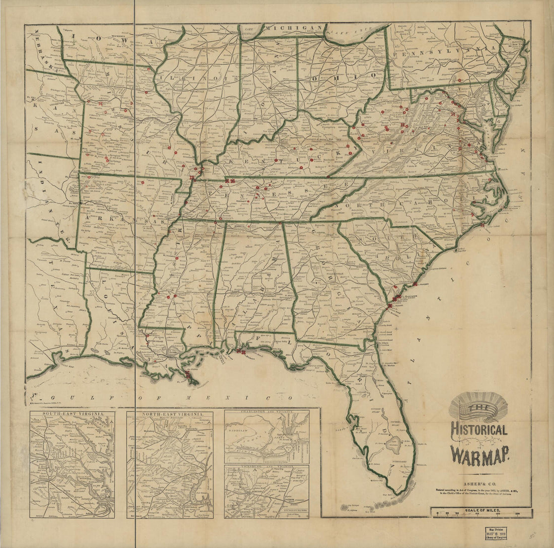 This old map of The Historical War Map from 1863 was created by  Asher &amp; Co in 1863