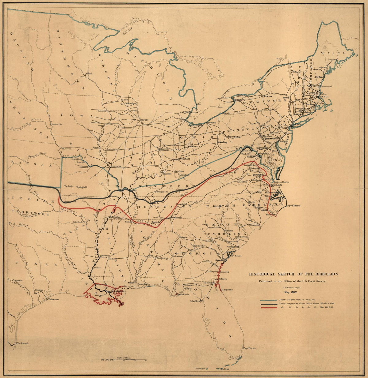 Historical Sketch of the Rebellion. May in 1862 by Relic Map Company