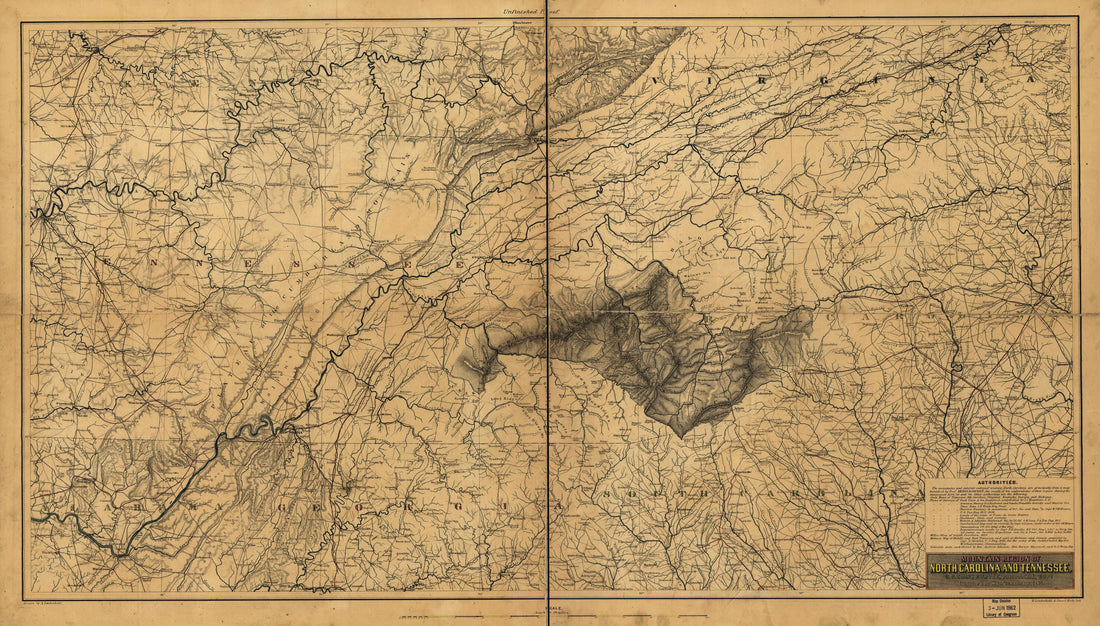 This old map of Mountain Region of North Carolina and Tennessee from 1863 was created by Joseph R. (Joseph Roswell) Hawley, Charles G. Krebs, A. Lindenkohl, H. (Henry) Lindenkohl, W. L. Nicholson,  U.S. Coast and Geodetic Survey in 1863
