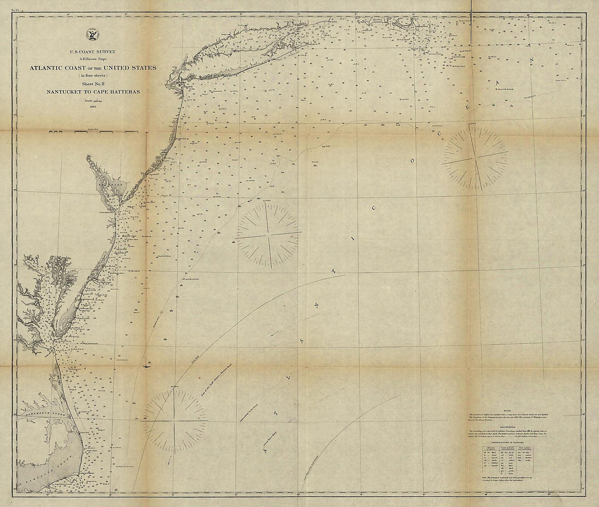 Atlantic Coast of the United States (in Four Sheets), Sheet No. II, Nantucket to Cape Hatteras 1863 by Relic Map Company