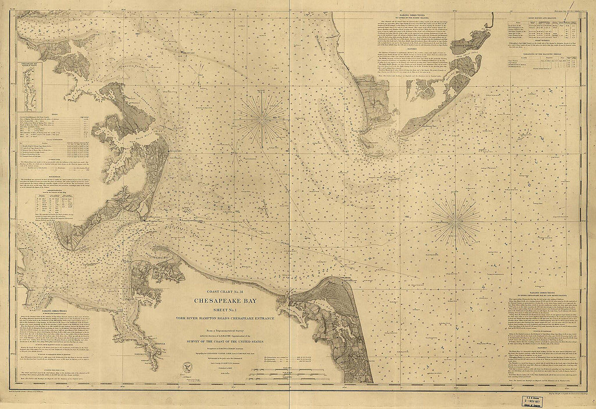 Chesapeake Bay, Sheet No. 1, York River, Hampton Roads, Chesapeake Entrance 1863 by Relic Map Company