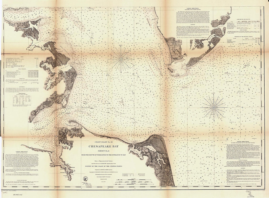 This old map of Chesapeake Bay. Sheet 6, from the Mouth of York River to the Entrance to Bay from 1863 was created by  United States Coast Survey in 1863