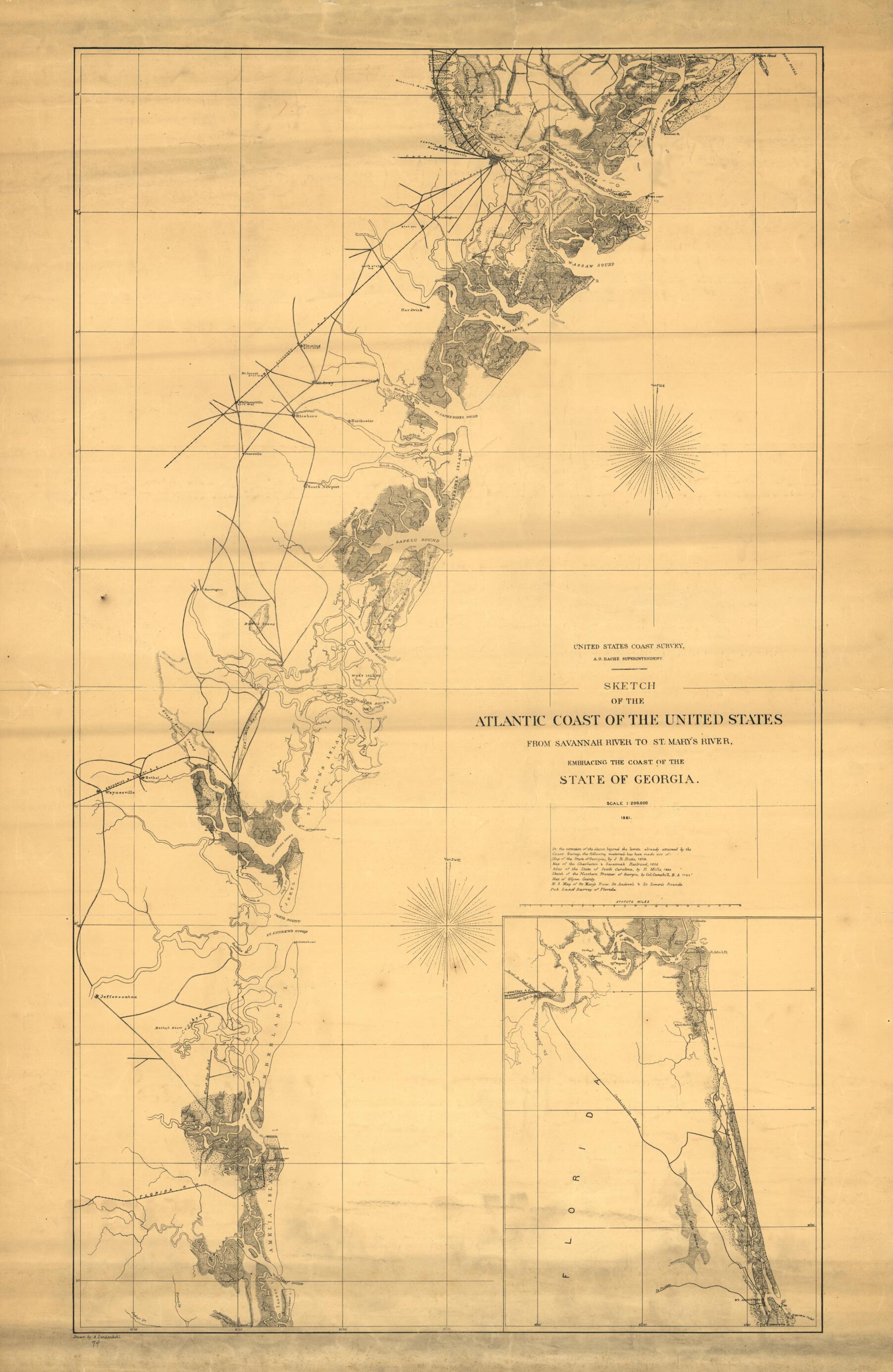 This old map of Sketch of the Atlantic Coast of the United States from Savannah River to St. Mary&